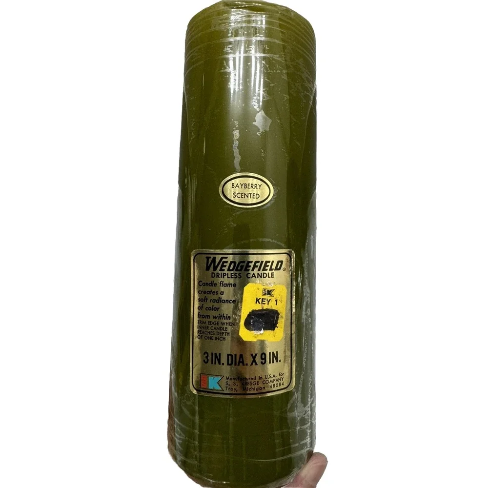 Vtg Wedgefield Candle Retro 60s 70s Green 3